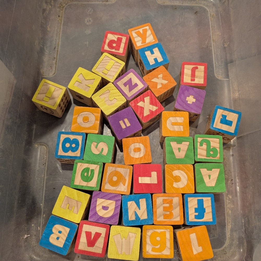 Set of ABC Alphabet Blocks including multisided letters number math blocks